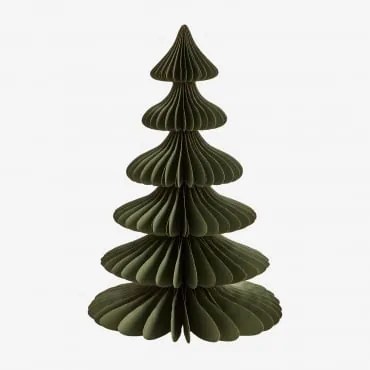 Zestaw 2 Choinek Świątecznych Z Papieru Navira Zielony Pesto Ze Złotym Brzegiem & ↑45 Cm - Sklum