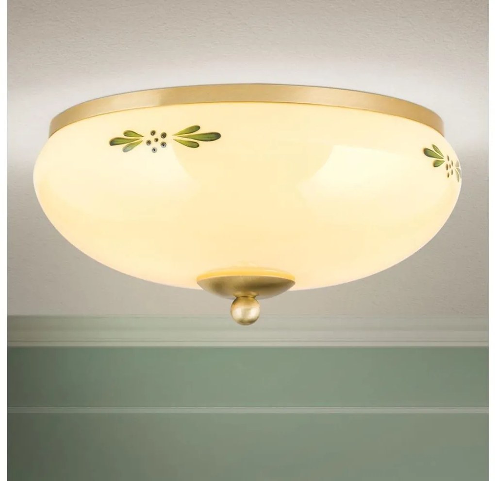 Orion DL 7-673 - Plafon LANDHAUS 2xE27/60W/230V śr. 28 cm mosiądz/beżowy