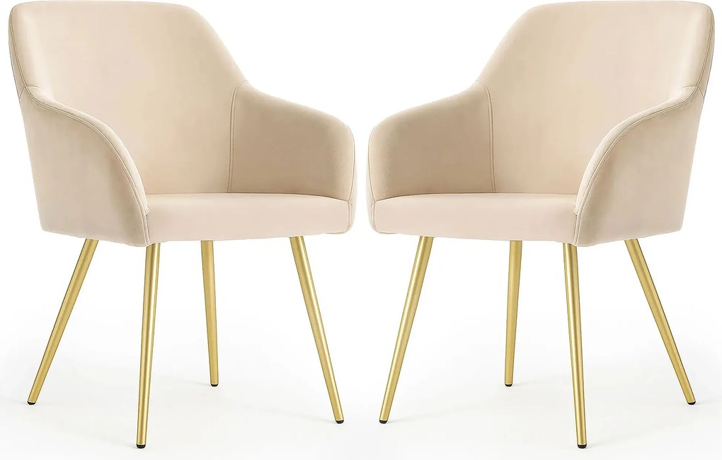 Zestaw 2 krzeseł beżowych na złotej podstawie E7-R12
