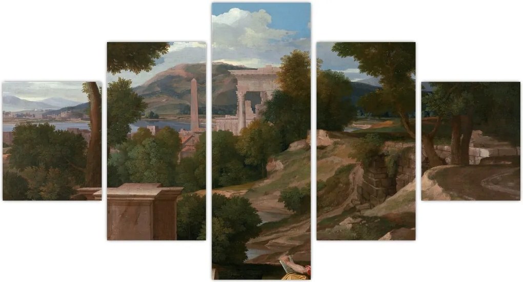 Obraz - Nicolas Poussin, Landscape with Saint John on Patmos, reprodukcje (125x70 cm)