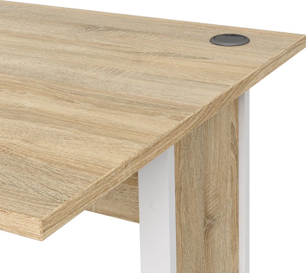 Biurko proste Prima dąb sonoma 120 białe nogi
