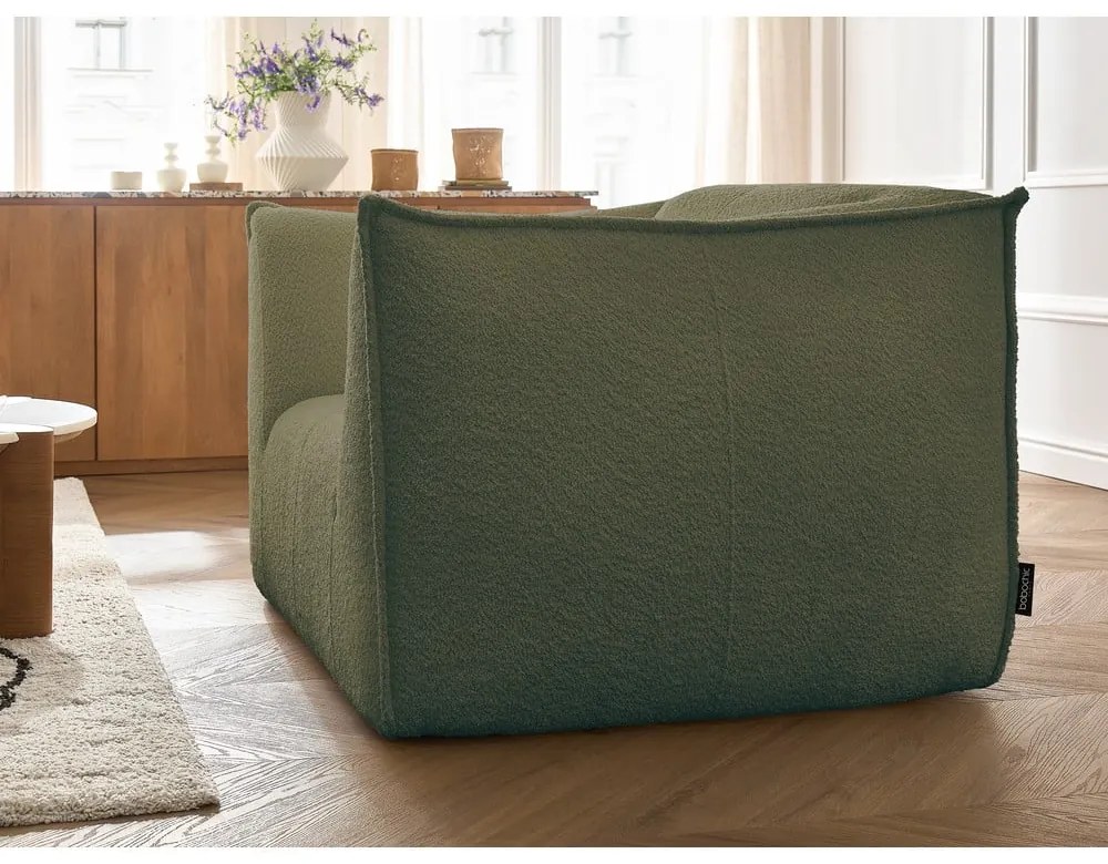 Zielony fotel z materiału bouclé Giorgia – Bobochic Paris