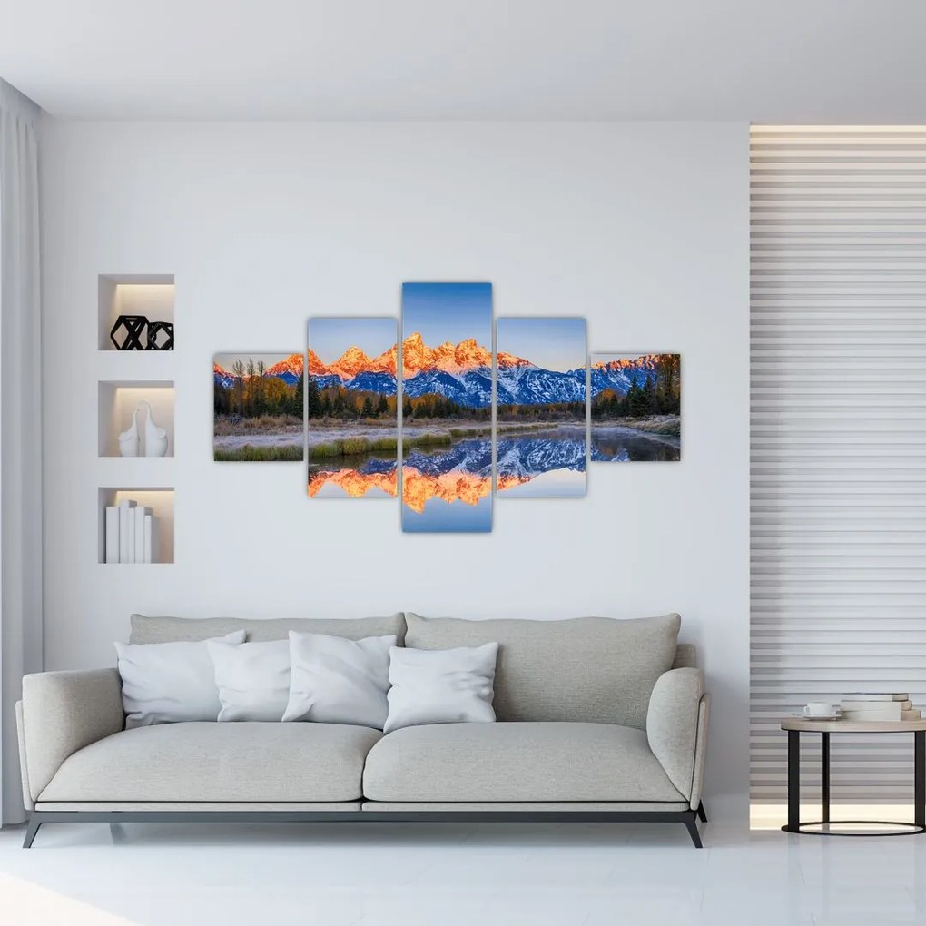 Obraz ośnieżonych szczytów górskich (125x70 cm)