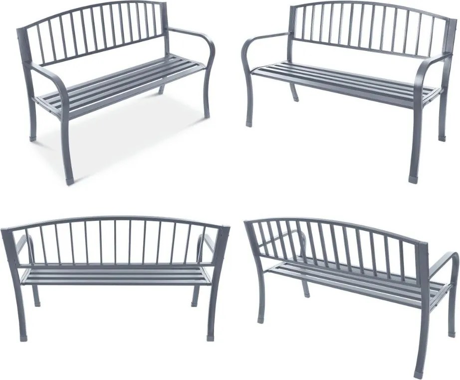 Ławka ogrodowa parkowa G-823 - metalowa, grafitowa