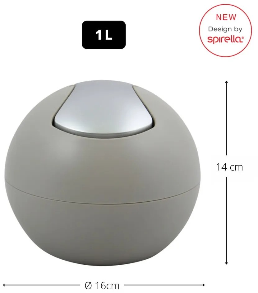 Szarobrązowy plastikowy kosz na śmieci 1 l Bowl Matt – Spirella