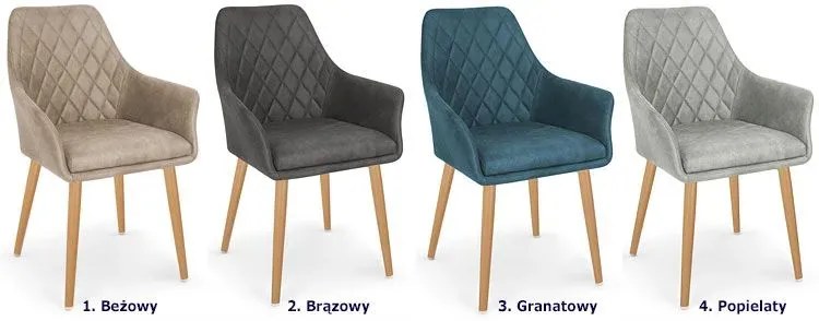 Szare pikowane krzesło tapicerowane z podłokietnikami H7-R24