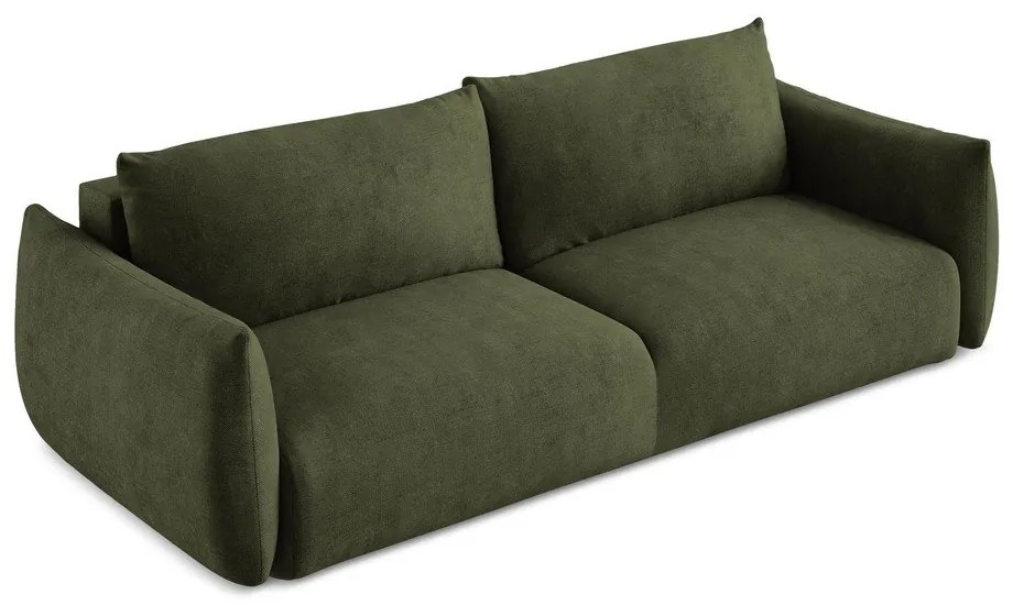 Zielona rozkładana sofa z tkaniny szenilowej 230 cm Leila – Makamii