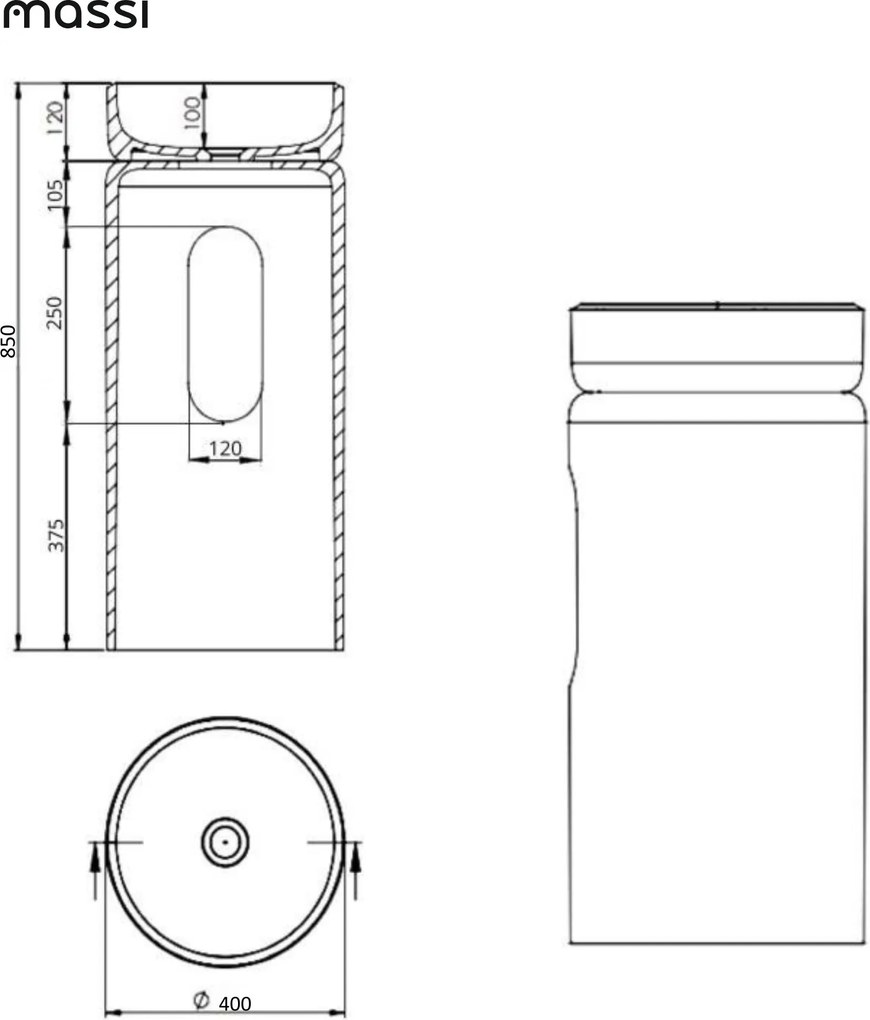 Umywalka z konglomeratu wolnostojąca okrągła z półką szklaną 85 x 40 cm RONA bez przelewu | Różne kolory półki : Kolor szkła - Niebieski, Kolor umywalki RONA - Beż matowy, Półka - Szklana