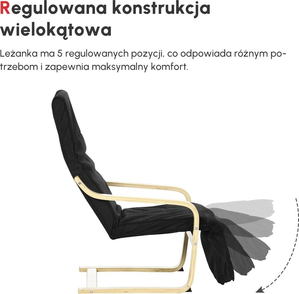 HOMCOM Fotel relaksacyjny bujany z regulowanym podnóżkiem wygodny fotel do salonu do czytania | Aosom PL