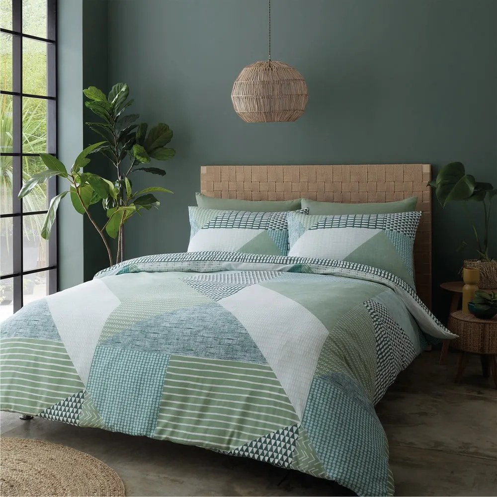 Zielona pościel dwuosobowa 230x220 cm Larsson Geo – Catherine Lansfield