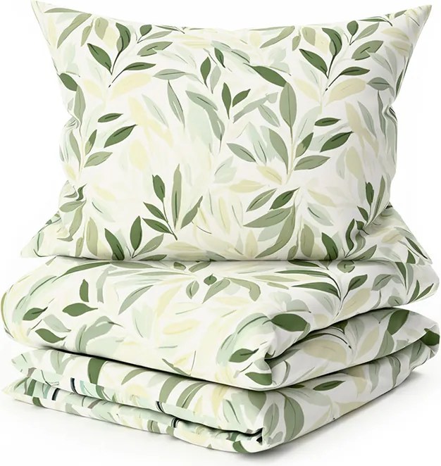 PrzytulneMieszkanie.pl PrzytulneMieszkanie.pl Bawełniana pościel FLORIBIRD POLY zielona Rozmiar pościeli: 70 x 90 cm | 140 x 220 cm