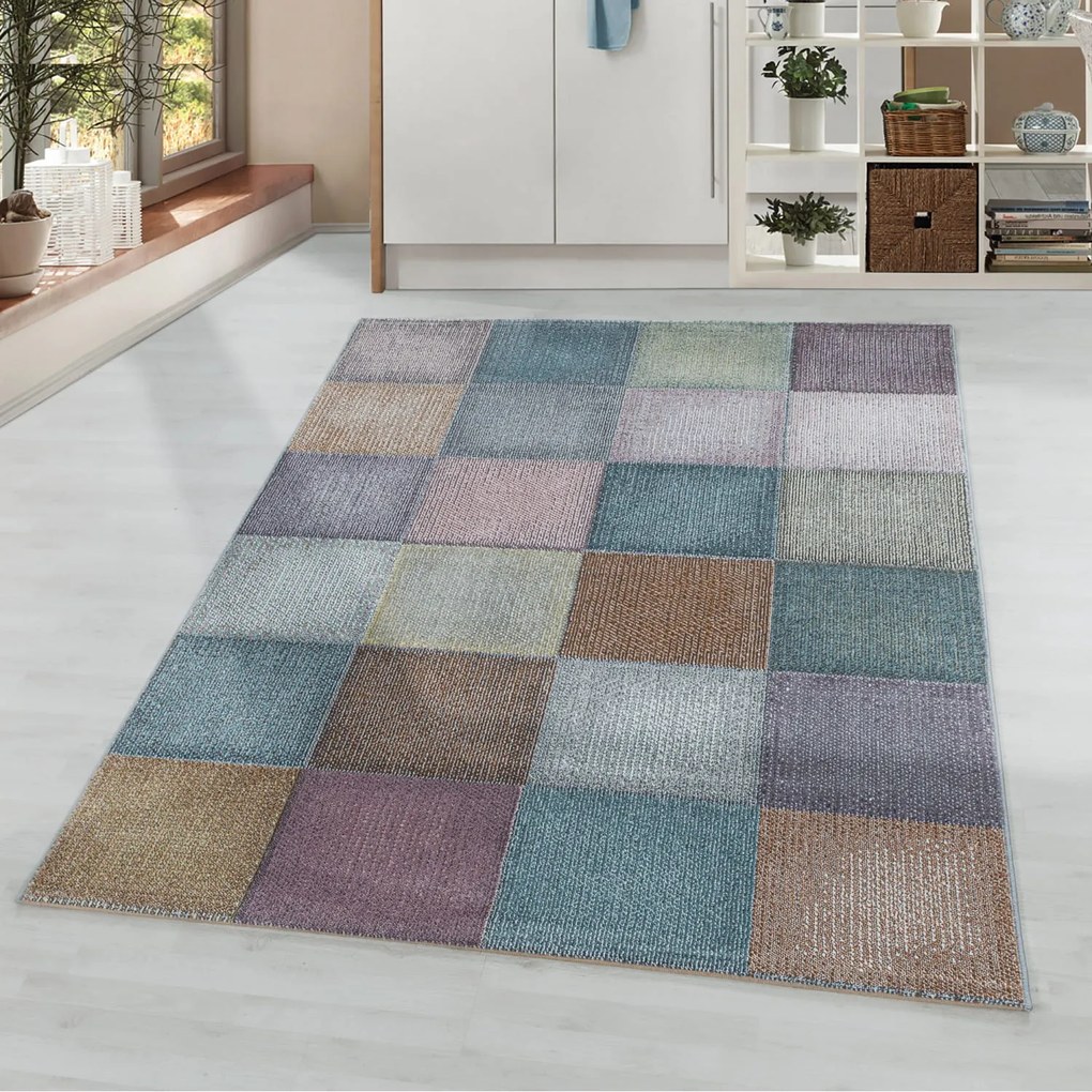 Dywan-nowoczesny Ottawa kwadraty multikolor 80 cm x 250 cm