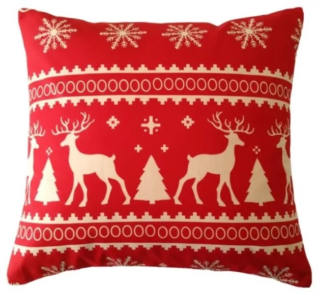 Zestaw 2 poszewek na poduszkę ŚWIĄTECZNY RENIFER I CHOINKA 40x50 cm