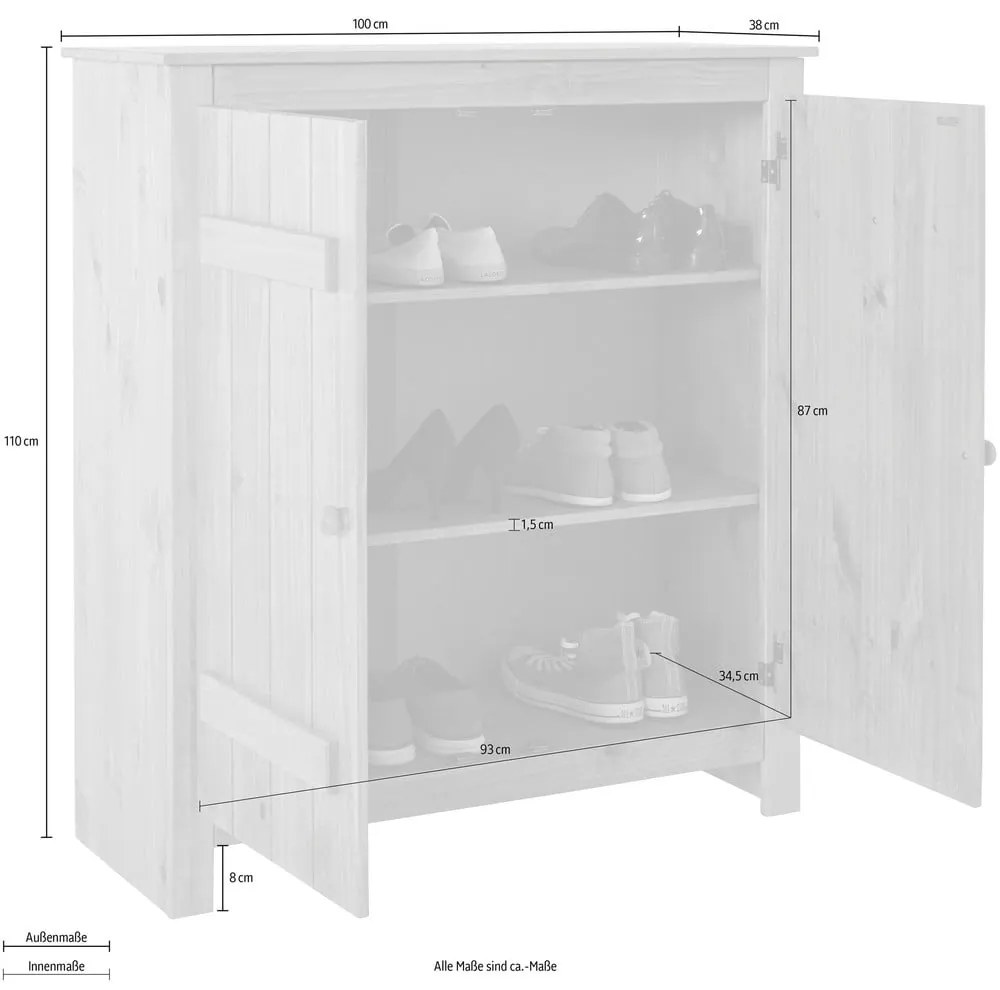Jasnozielona szafka z litego drewna sosnowego 100x110 cm Bertram – Støraa