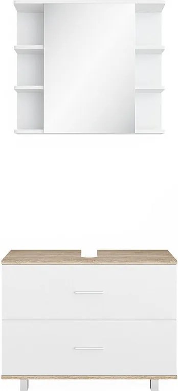 Zestaw mebli łazienkowych biały/sonoma 80.2x33x60.8 ilias