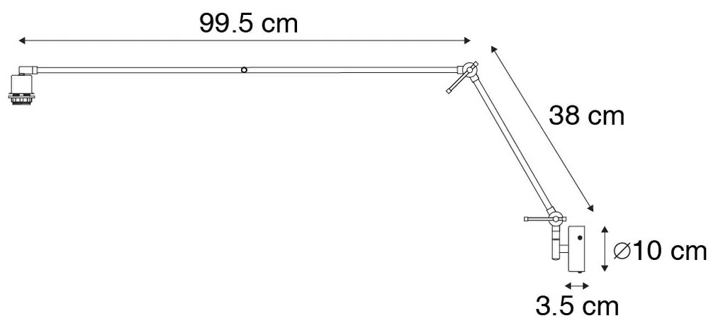 Nowoczesna lampa ścienna czarna regulowana - Blitz