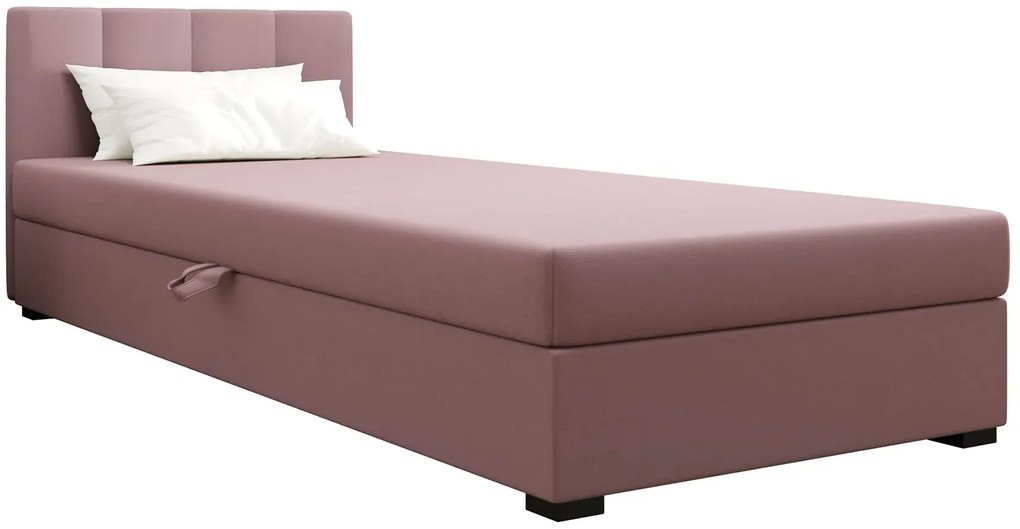 Różowe pojedyncze łóżko z zagłówkiem 120x195 cm A0-L91