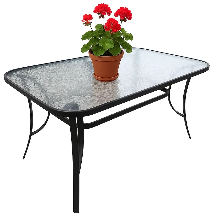 Zestaw mebli ogrodowych stół szklany T25 prostokątny 120x80+ 4 krzesła PATIO do ogrodu na balkon