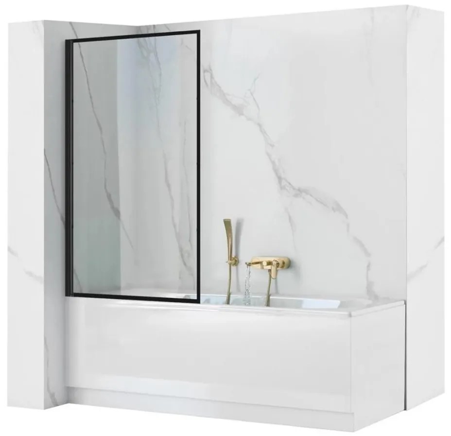 REA-K7390 - Parawan na wannę LAGOS 140x80 cm czarny/przezroczysty
