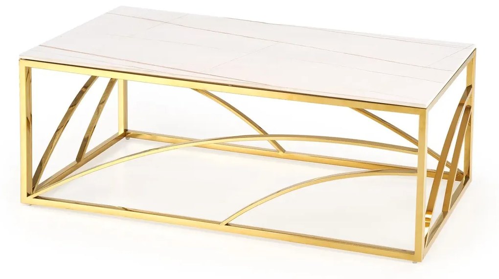 Ława UNIVERSE 3 120x60 biały marmur/złota HALMAR