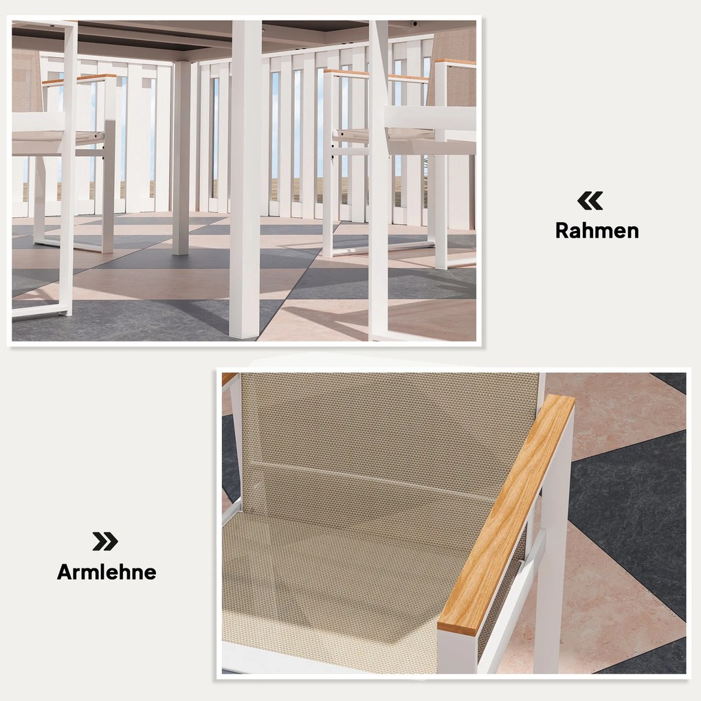 Outsunny 5-częściowy zestaw do jedzenia na zewnątrz, stół ze szkła hartowanego, 4 krzesła, odporny na warunki atmosferyczne, rama stalowa, meble tarasowe, wielobarwny