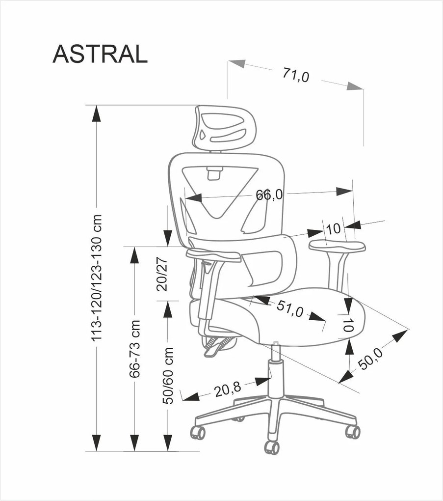 Fotel biurowy z regulacjami Astral Halmar, zgodny z normą BHP