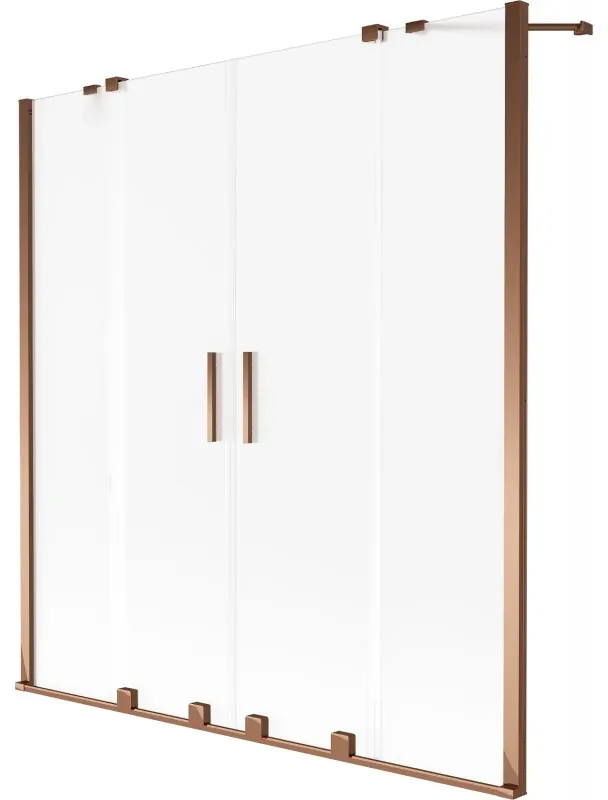 Mexen Velar Duo parawan nawannowy 2-skrzydłowy rozsuwany 160 x 150 cm, szron, różowe złoto - 896-160-000-32-60