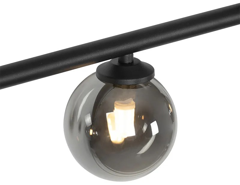 Nowoczesna lampa wisząca czarna 100 cm 5-świateł z dymionym szkłem - Athens Rustykalny / Vintage Oswietlenie wewnetrzne