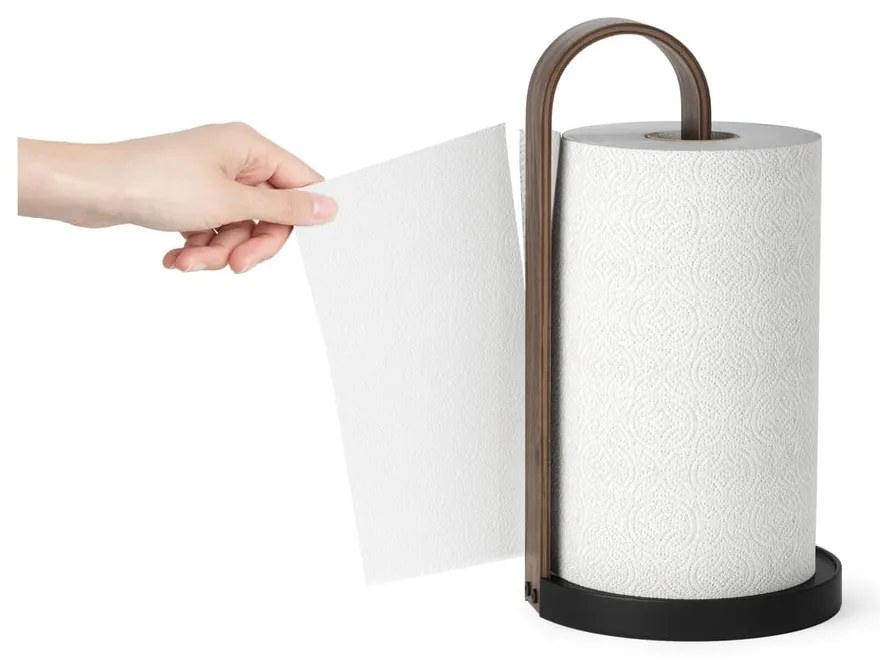 Czarny drewniany stojak na ręczniki papierowe ø 17 cm Bellwood – Umbra