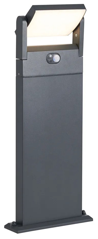 Zewnętrzna lampa słupkowa ciemnoszara z czujnikiem ruchu 60 cm IP54 Solarna - Judge