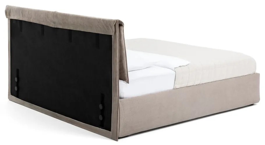 Łóżko tapicerowane dwuosobowe taupe z miejscem do przechowywania z materacem/kratką 180x200 cm Thessa Pillow - Bonami Selection