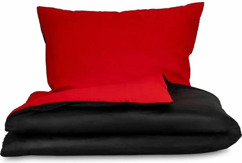 Pościel satynowa Luxury Collection czerwona / czarny, 140 x 200 cm, 70 x 90 cm