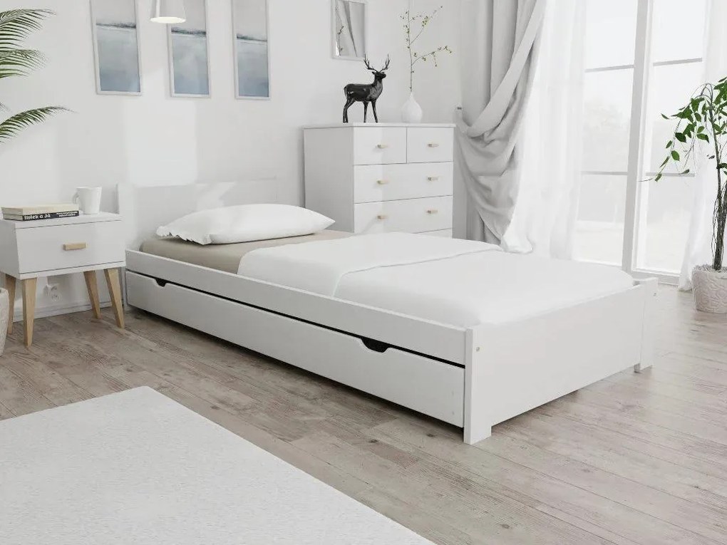 Łóżko IKAROS 80 x 200 cm, białe Materac: Materac Coco Maxi 20 cm