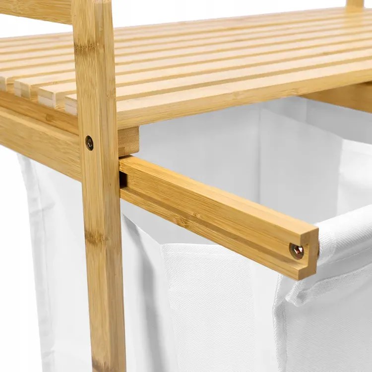 Biały podwójny bambusowy kosz na pranie P5-H29