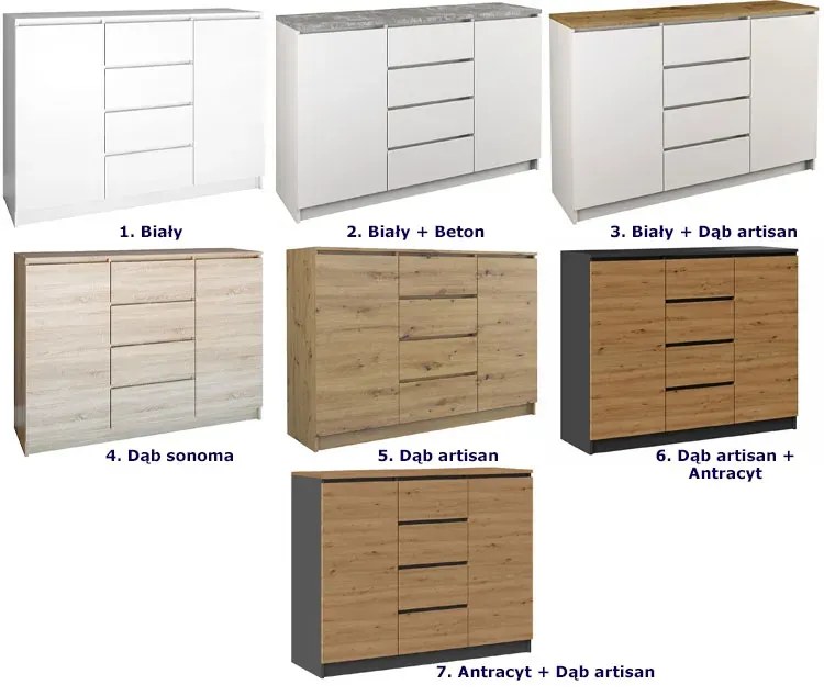 Komoda w stylu loft antracyt + dąb artisan - Diegi 2X