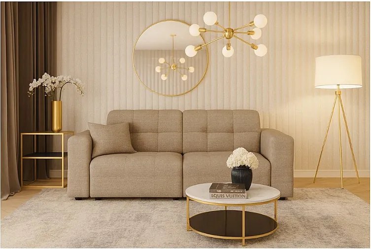 Sofa Bergamo 2-osobowa, tkanina Raven 30 beżowa– 204×102×70 cm