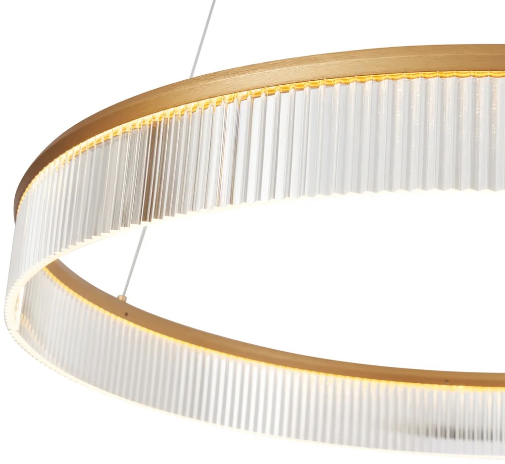 Nowoczesna lampa wisząca mosiężna 78 cm z LED z 3-stopniową regulacją ściemniania - Żyrandol Anello Nowoczesny Oswietlenie wewnetrzne