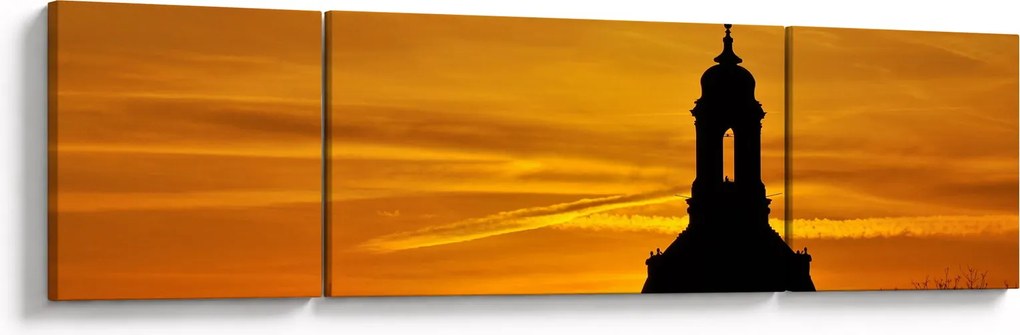 Obraz kościoła o zachodzie słońca (170x50 cm)