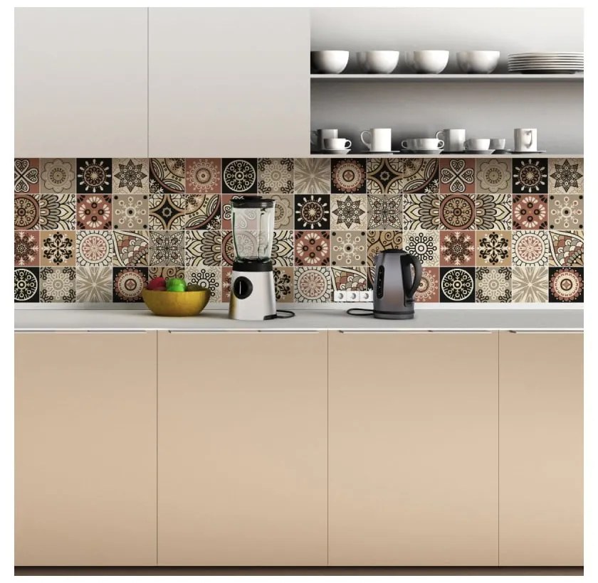 Zestaw 24 naklejek ściennych Ambiance Wall Stickers Tiles Piura, 15x15 cm