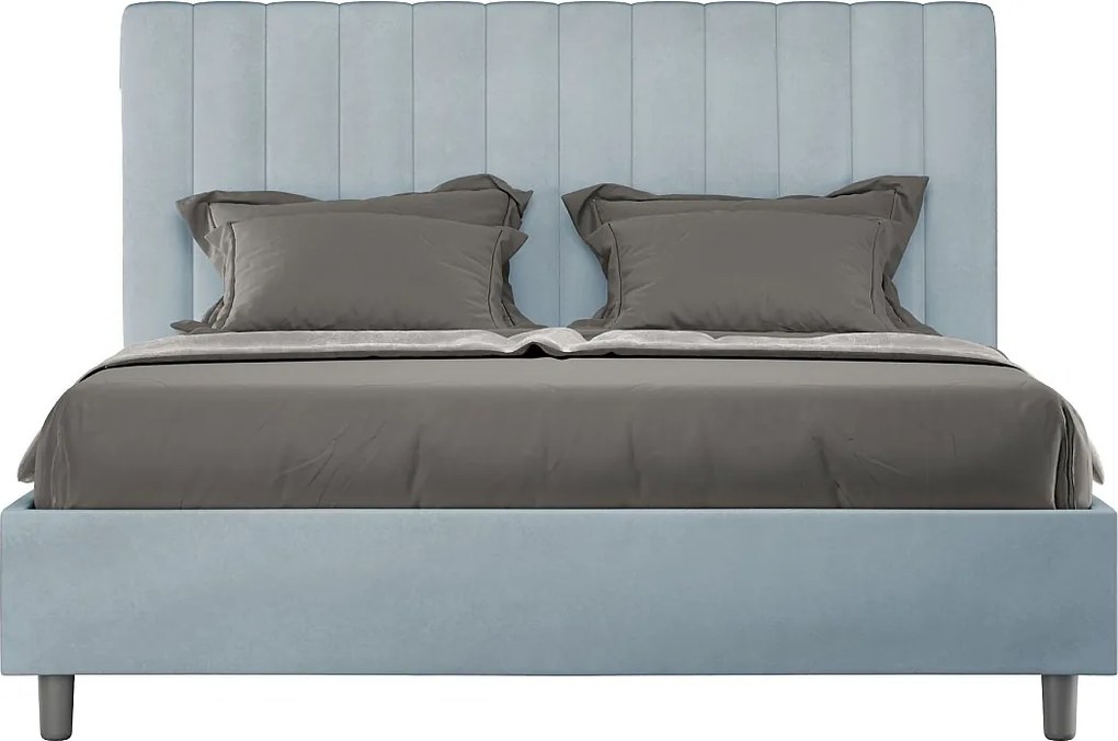 Łóżko bez stelaża tapicerowane 160x190 microfibra Błękitny Agueda