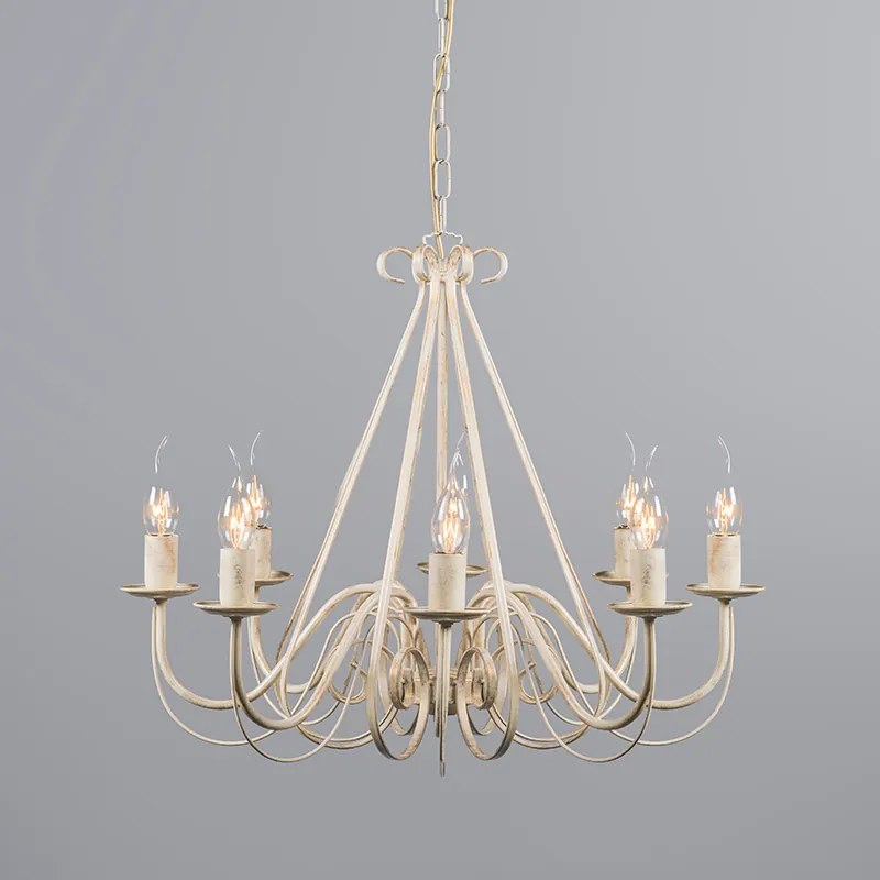 Lampa wisząca kremowa z kloszem zaciskowym 12 cm czarny - Giuseppe klasyczny/Antyczny Oswietlenie wewnetrzne