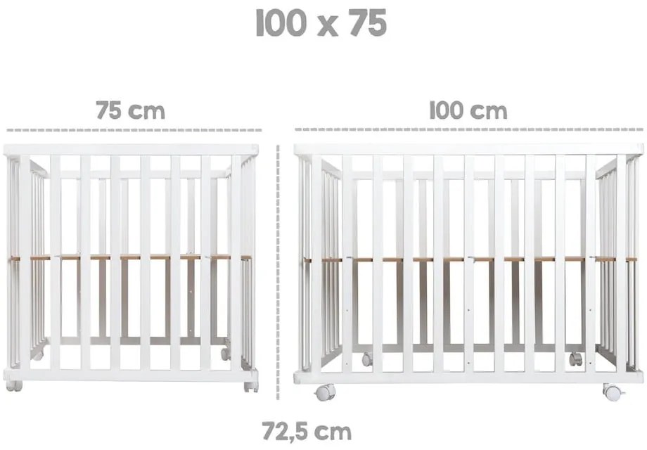Biały kojec dla dzieci na kółkach 100x75 cm Style – Roba