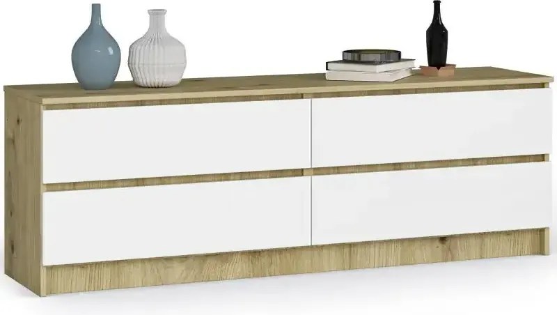 Skandynawska komoda pod telewizor dąb artisan + biały N6-D77