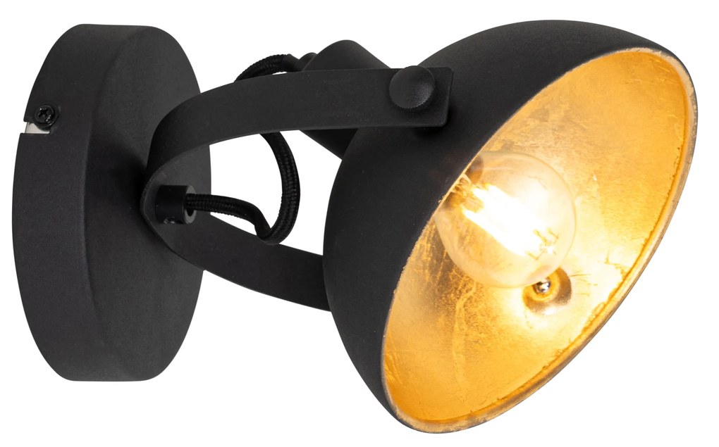 Industrialna lampa sufitowa czarna ze złotem 15 cm regulowana - MagnaxPrzemysłowy Oswietlenie wewnetrzne