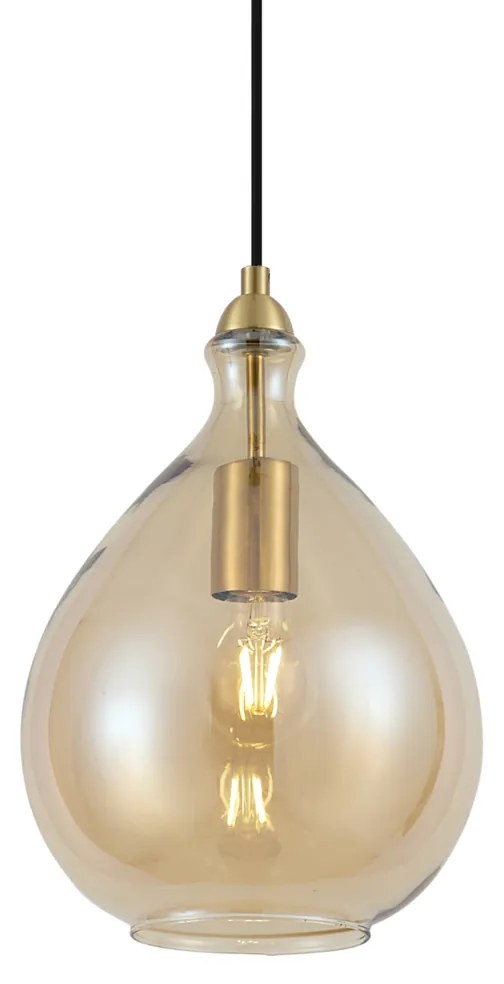 Nowoczesna lampa wisząca złota z bursztynowym szkłem - Traditional Nowoczesny Oswietlenie wewnetrzne