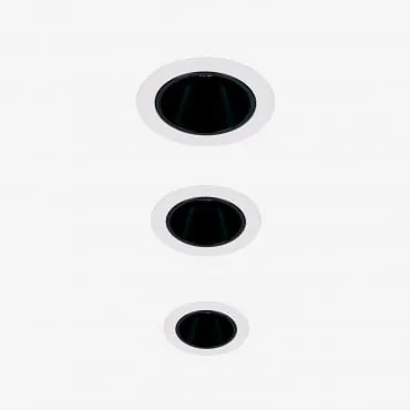 Pack 3 Wbudowanych Downlightów Led Z Okrągłymi Ramkami Ø7 Cm Z Aluminium Luisiana Biały - Czarny & 6 W & 23º & Białe Zimne Światło 4000k - Sklum