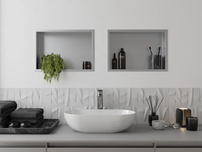Mexen X-Wall-R półka wnękowa z kołnierzem 45 x 30 cm, inox - 1910453010