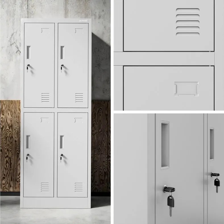 Szkolna szafka skrytkowa do szatni Bartuś 2 Plus, 55,9x45x150 cm, szara