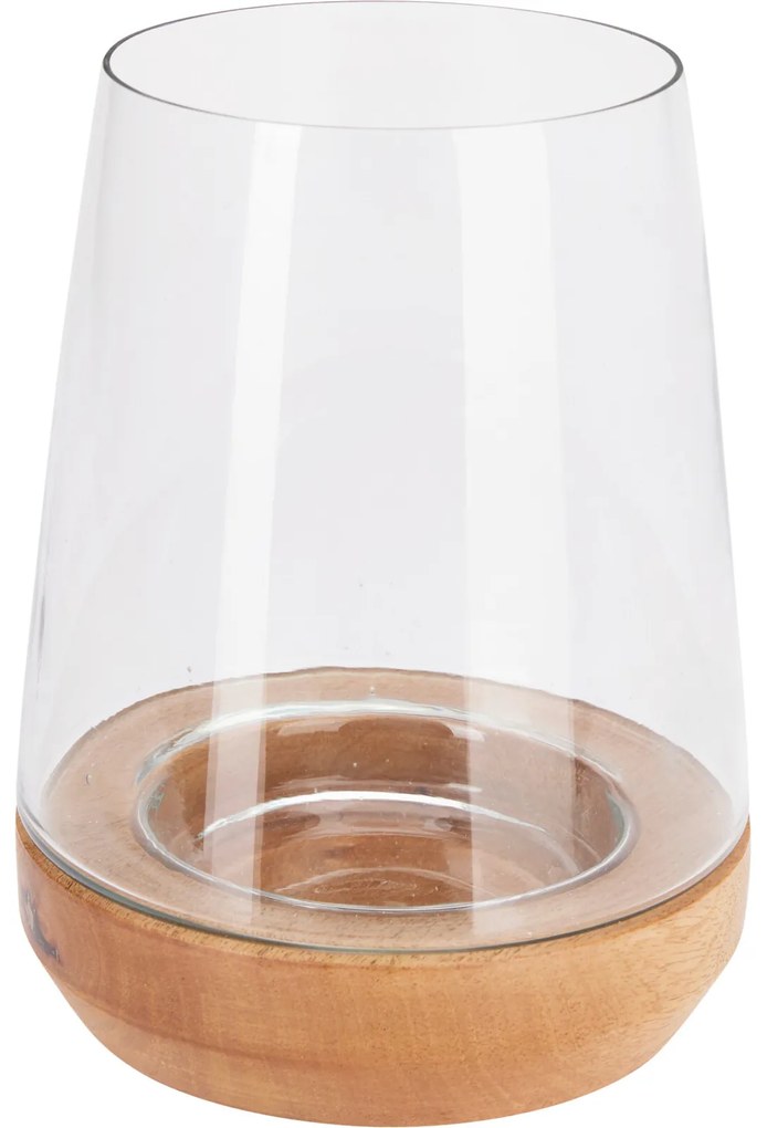 Lampion z drewnianą podstawką, 23 cm