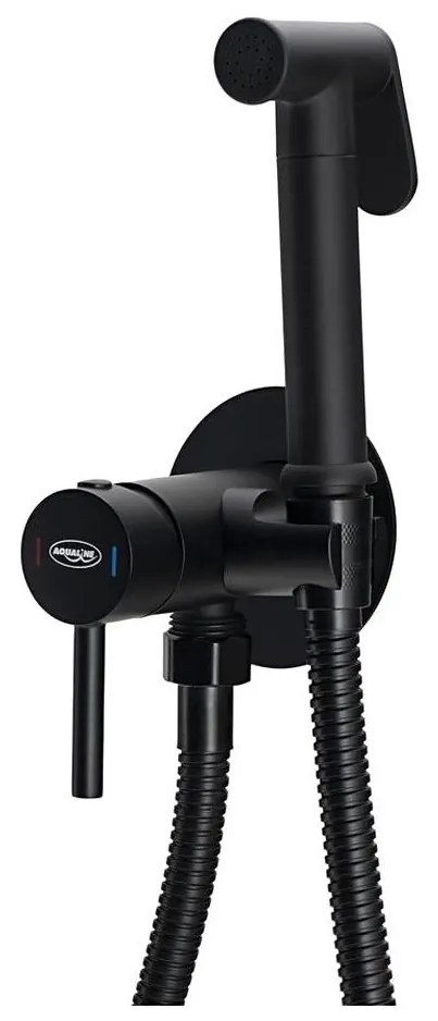 Aqualine - Bateria bidetowa z prysznicem do montażu podtynkowego matowy czarna